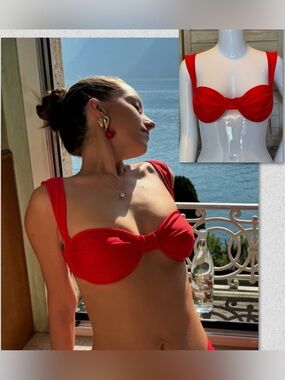 Strawberry Milk Mob La Vie en Rose red bikini underwire ruched top NWT Large